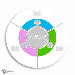 Wall Mural - business chart design, 3 division, vector graphics