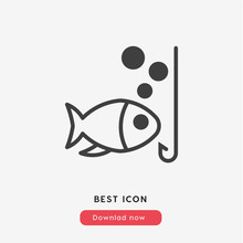 Fish Hook Icon. Fish Hook Icon Vector. Linear Style Sign For Mobile Concept And Web Design. Fish Hook Protein Symbol Illustration. Vector Graphics - Vector	