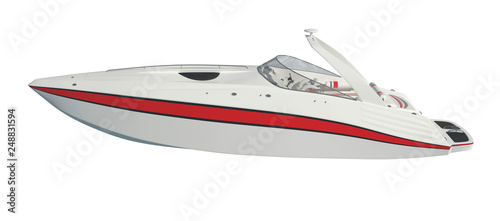 Speedboat Isolated on white background 3D illustration
