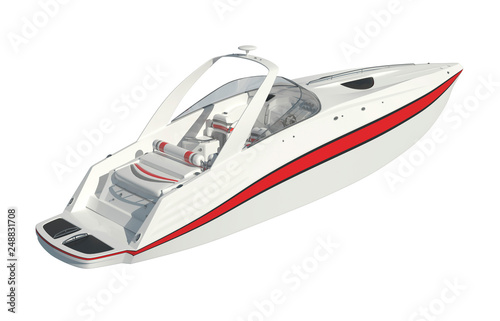Speedboat Isolated on white background 3D illustration
