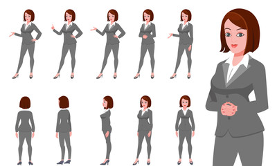 Wall Mural - Business girl turnaround and poses