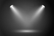 © our_Vector - Spotlight effect for theater concert stage. Abstract glowing light of spotlight illuminated on transparent background.