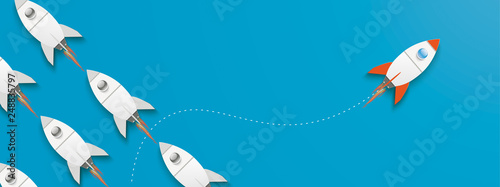 Fotografía Innovativer Startup Blauer Banner Business Konzept