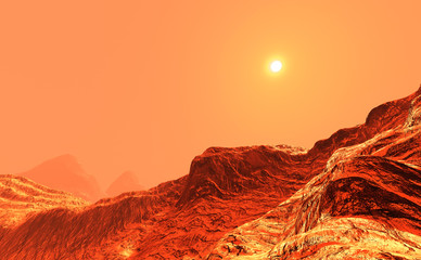 Wall Mural - 3d rendering planet mars lanscape