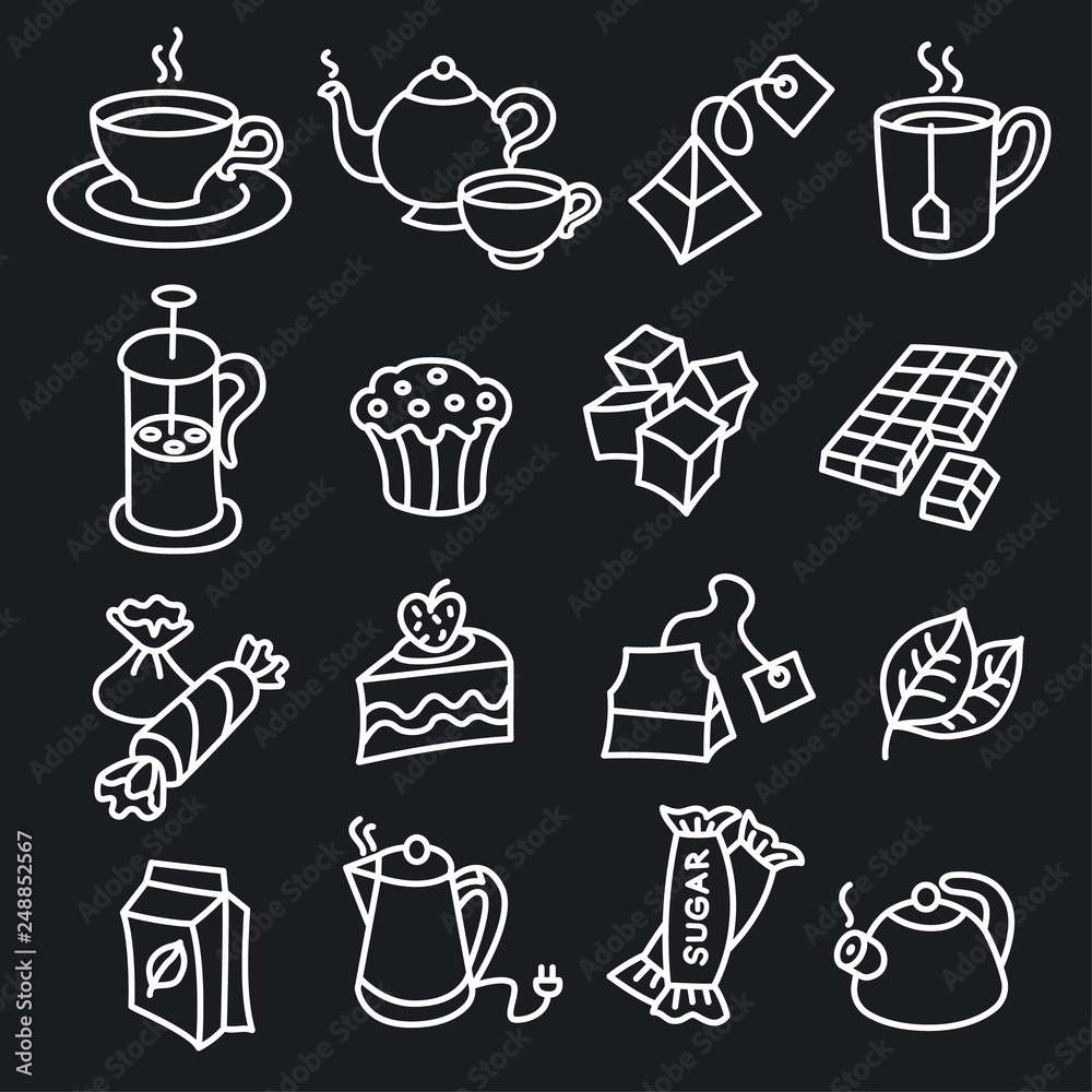 tea icons set Stock Vector | Adobe Stock
