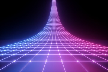 3d render, pink blue neon light, abstract ultraviolet background, laser grid, virtual network, glowi