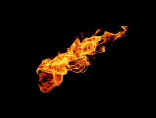 Fire flames on black background.