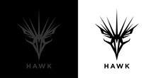 Abstract Style Eagle Logo Template Design. Predator Bird Black Hawk Icon. Falcon Raptor Emblem Sign. Vector Illustration.