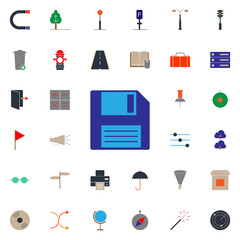 Aufkleber - colored floppy disc icon. Web icons universal set for web and mobile