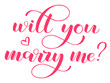 Will you marry me lettering. Vector illustration