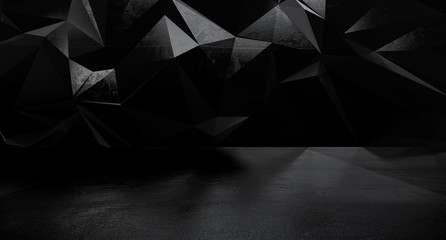 Abstract interior wall with triangle polygonal. 3D illustration