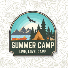 Wall Mural - summer camp. vector. concept for patch, print, stamp or tee. vintage typography design with canoe, p