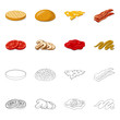 Vector illustration of burger and sandwich icon. Collection of burger and slice stock vector illustration.