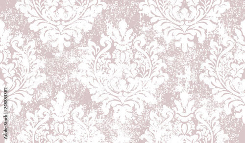 Baroque grunge texture pattern Vector. Floral ornament decoration old effect....