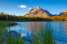 Buller Mountain In Spray Valley Provincial Park, Kananaskis, Alberta, Canada Reflecting In Buller Pond