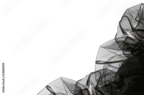 Cuadros en Lienzo Abstract composition of black tulle material isolated on white background