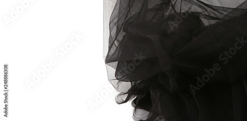 Fotografía Abstract composition of black tulle material isolated on white background