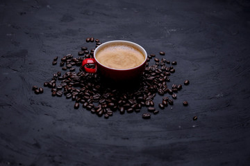 coffee beans on black background