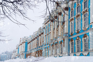 Catherine Palace, Tsarskoye Selo, Pushkino, St. Petersburg in winter.