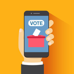 Poster - Voting online, e-voting, election internet system. Flat design. Vector illustration