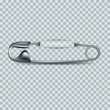 Safety Pin With Shadow Isolated On Transparent Background