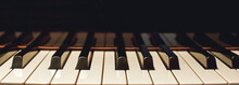 Learn How To Play Piano. Close Up View Of Black And White Piano Keys. Musical Instrument