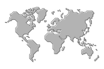 Wall Mural - World map . Simple cartoon and outline style . Vector .