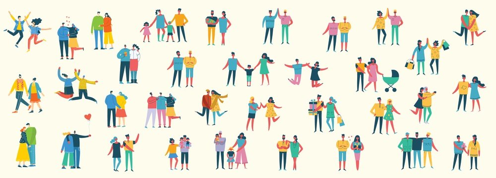 vector illustration of different family people wi