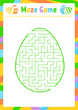 Color oval labyrinth. Kids worksheets. Activity page. Game puzzle for children. Egg, holiday, Easter. Maze conundrum. Vector illustration. With answer.