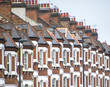 Row of typical British terraced houses