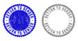 Grunge RETURN TO SENDER stamp seals isolated on a white background. Rosette seals with grunge texture in blue and grey colors. Vector rubber overlay of RETURN TO SENDER title inside round rosette.