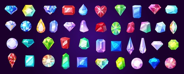 gems, diamond and ruby vector precious stones