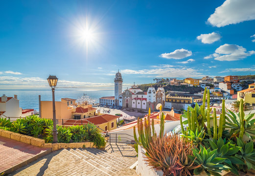 landscape with candelaria town on tenerife, canary islands, spain