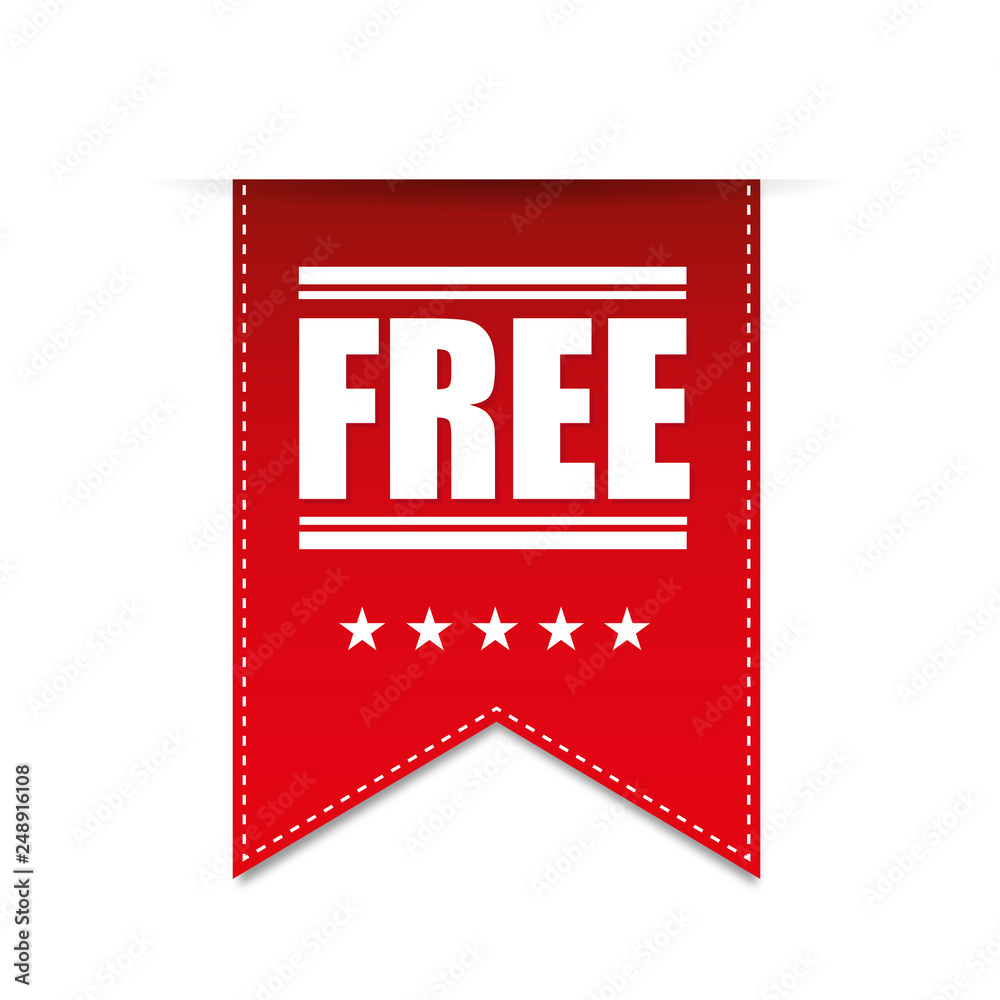 Big red free Ribbon. Vector Illustration Stock Vector | Adobe Stock