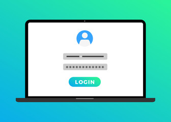 Poster - Laptop computer with login page on screen