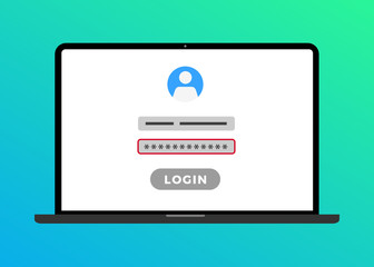 Poster - laptop computer with login page and wrong password