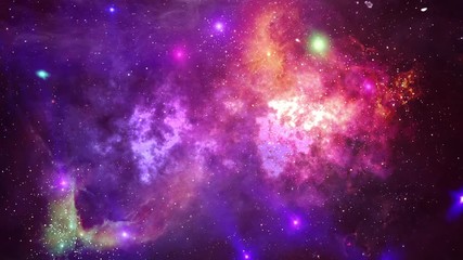 space flight through the nebula. stars and glare. bright futuristic animation.