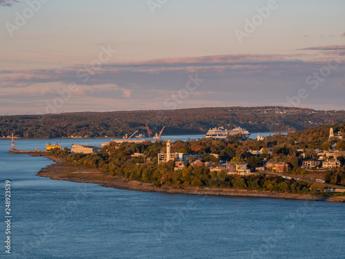 Sunset view of the Levis city and St Lawrence River Poster Mural XXL