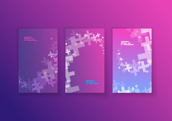 Wall Mural - set of abstract colorful web banners with white transparent plus signs.