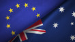 © Aleks Taurus - European Union and Australia two flags textile cloth, fabric texture