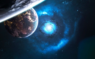 Wall Mural - Black hole. Wormhole. Science fiction art. Elements of this image furnished by NASA