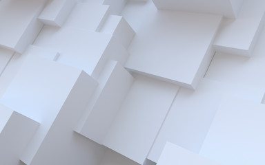 Poster - Abstract white background. Random plaster cubes