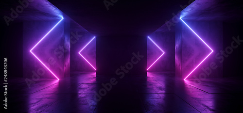 Photo  Sci Fi Arrows Shaped Neon Cyber Futuristic Modern Retro Alien Dance Club Glowing