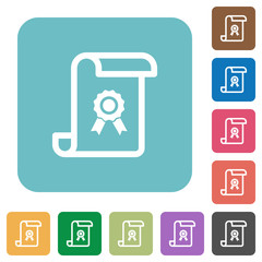 Sticker - Scroll with certificate rounded square flat icons