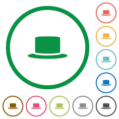 Sticker - Silk hat flat icons with outlines