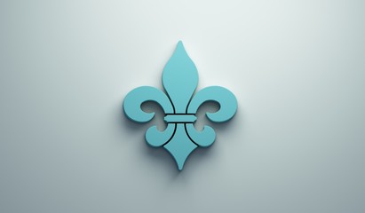Wall Mural - Mardi Gras Fleur-de-Lis in Blue Background. 3D Render Illustration