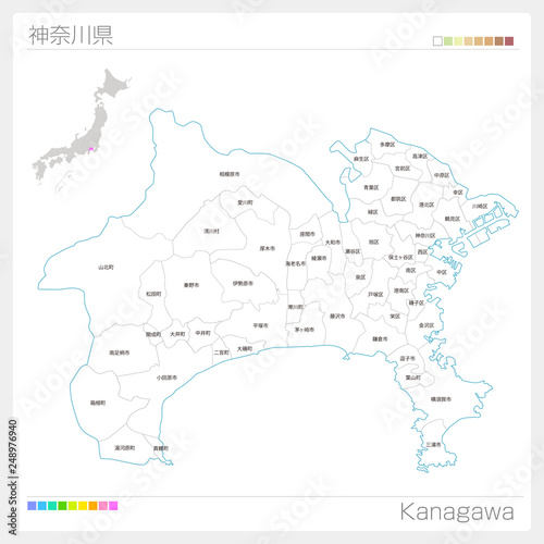 神奈川県の地図 市町村 区分け Stock ベクター Adobe Stock