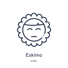 Eskimo Icon From Smileys Outline Collection. Thin Line Eskimo Icon Isolated On White Background.