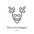 © Meth Mehr - skull and dagger icon from shapes outline collection. Thin line skull and dagger icon isolated on white background.