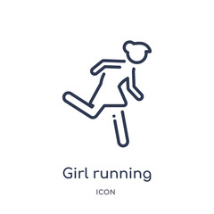 Wall Mural - girl running icon from people outline collection. Thin line girl running icon isolated on white background.